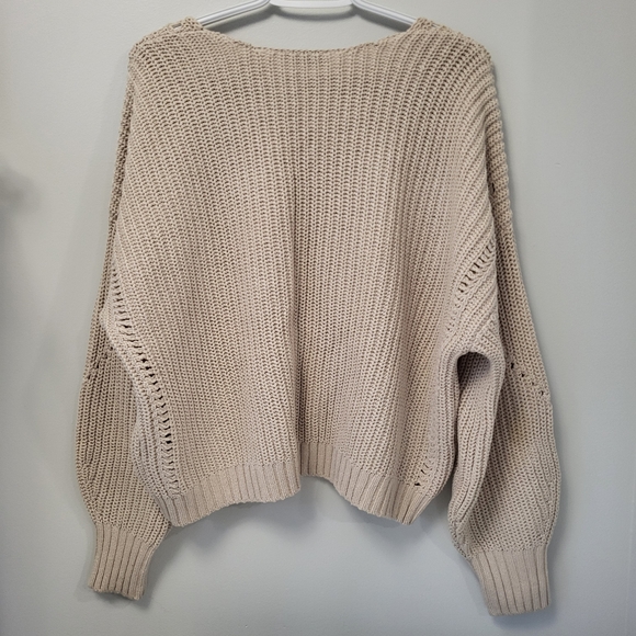 Gentle Fawn women's V-neck cotton Oversize  long sleeve sweater size M - Picture 2 of 8